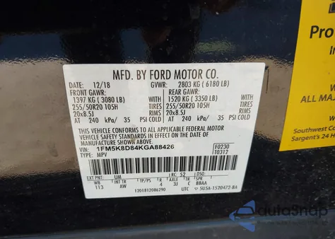 2019 Ford Explorer Xlt z USA, uszkodzony, nr VIN 1FM5K8D84KGA88426